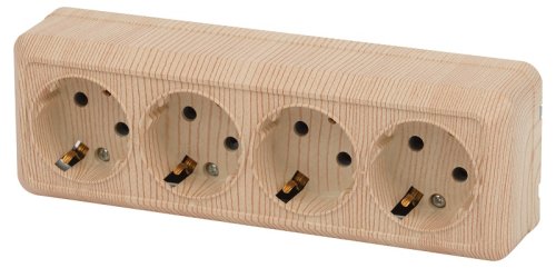 Розетка с заземлением накладная Эра Intro Quadro 4-м. сосна картинка